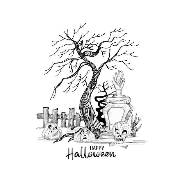 Vettore gratuito felice festival di halloween spaventoso design di sfondo inorridito
