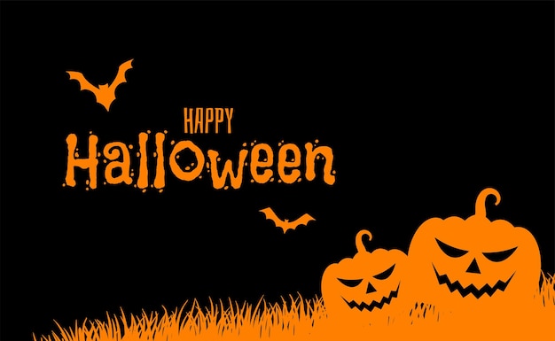 Vettore gratuito buon biglietto di halloween piatto arancione e nero