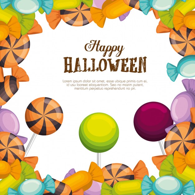 Happy halloween frame with candies