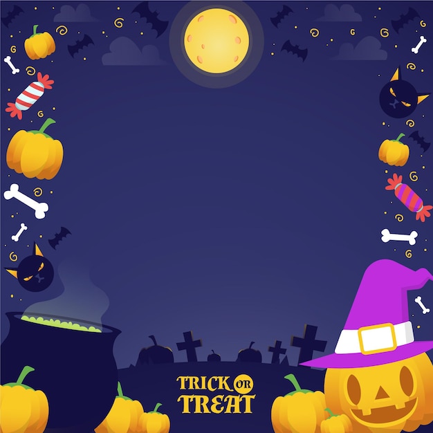 Vettore gratuito felice cornice di halloween