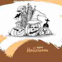 Vettore gratuito disegno di sfondo spaventoso del festival dell'orrore di halloween felice