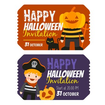 Happy halloween invitation banners set.