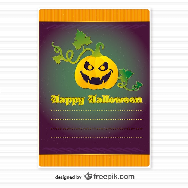 Happy halloween invitation with a scary pumpkin