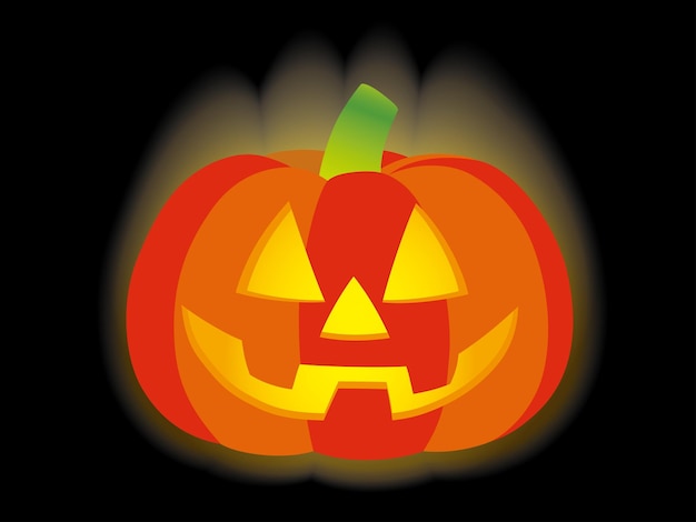 Free vector happy halloween jack-o-lantern pumpkin isolated on a black background, vector illustration.