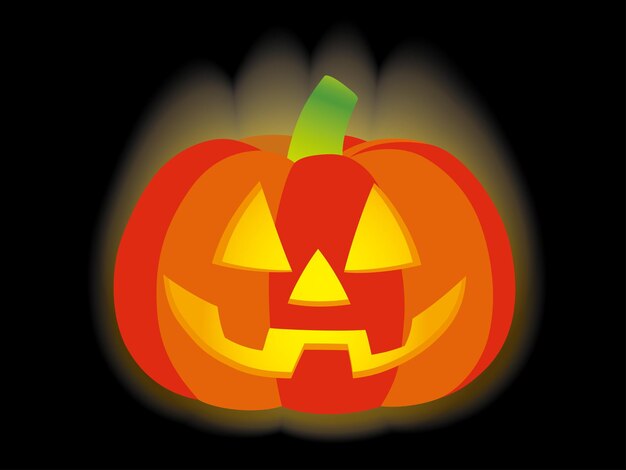 Happy Halloween Jack-o-Lantern Pumpkin Isolated On A Black Background, Vector Illustration.