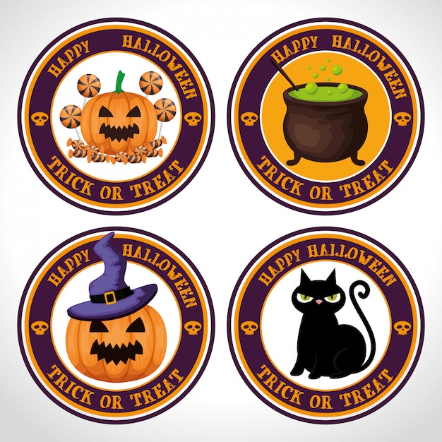 Happy halloween label set 