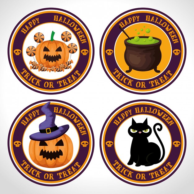 Happy halloween label set 