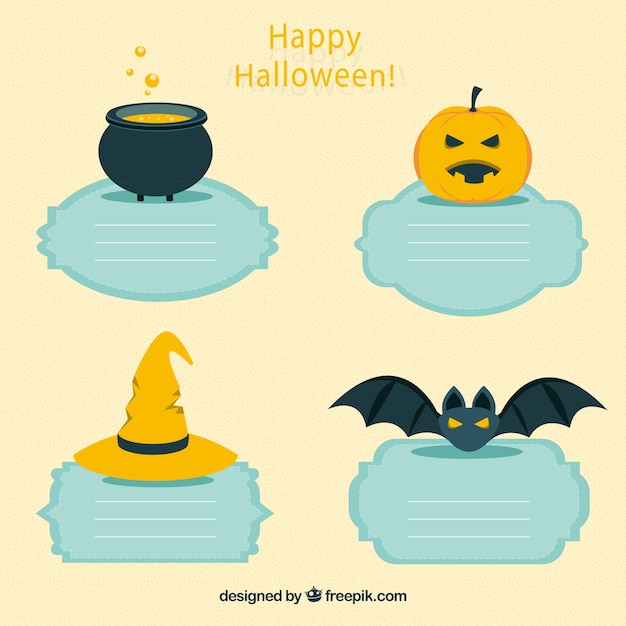 Vettore gratuito happy halloween etichette