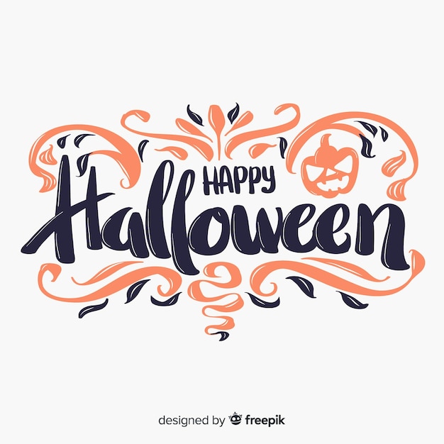 Vettore gratuito felice halloween lettering sfondo