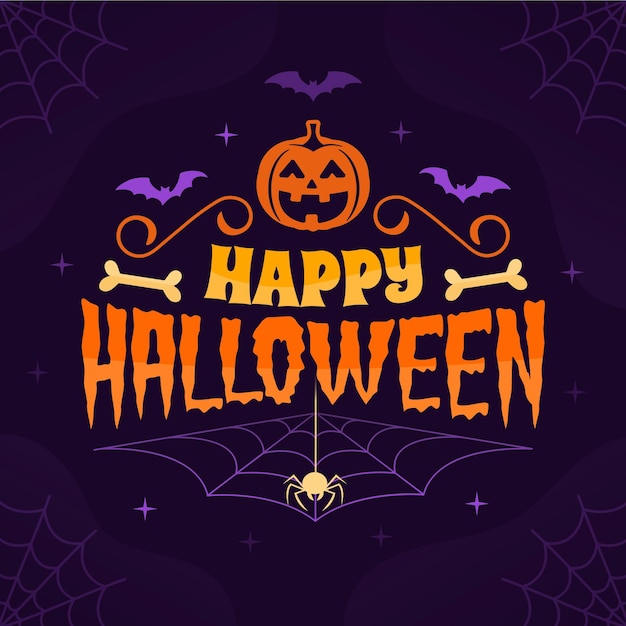 Vettore gratuito happy halloween - concetto di lettering