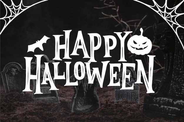 Vettore gratuito happy halloween - concetto di lettering