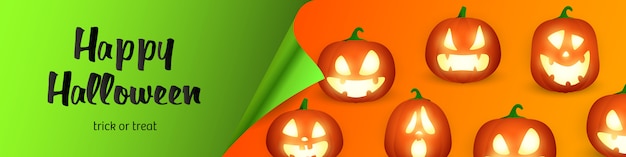 Free vector happy halloween lettering and jack o lanterns