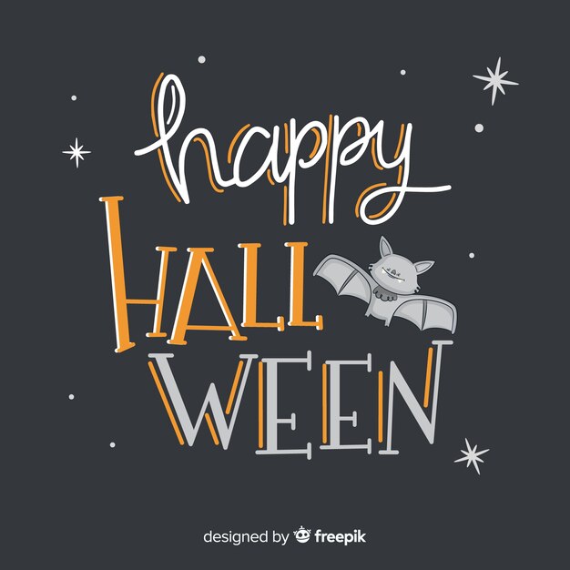 Happy halloween lettering with bat