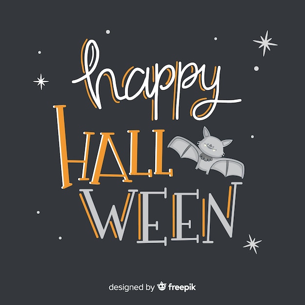 Happy halloween lettering with bat