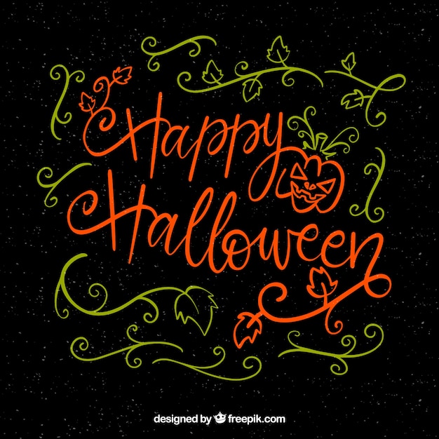 Happy halloween lettering with floral decoration