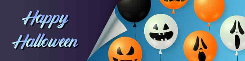 無料ベクター カボチャの風船で幸せなハロウィーンレタリング