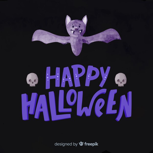 Happy Halloween надписи с фиолетовым летучая мышь