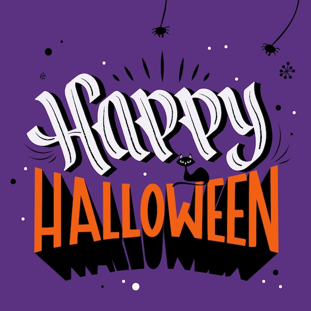 Free vector happy halloween lettering