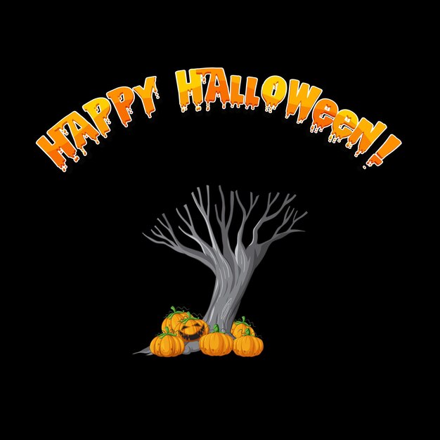 Happy Halloween logo with creepy tree