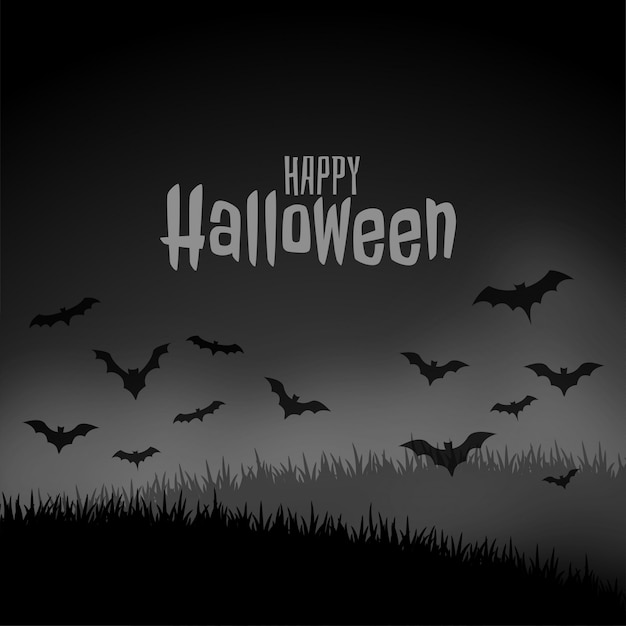 Happy Halloween Night страшная сцена с летающими летучими мышами