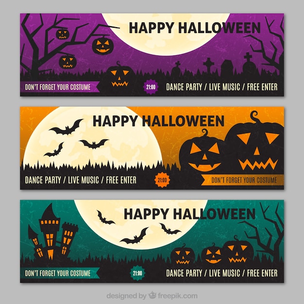 Vettore gratuito happy parte banner halloween