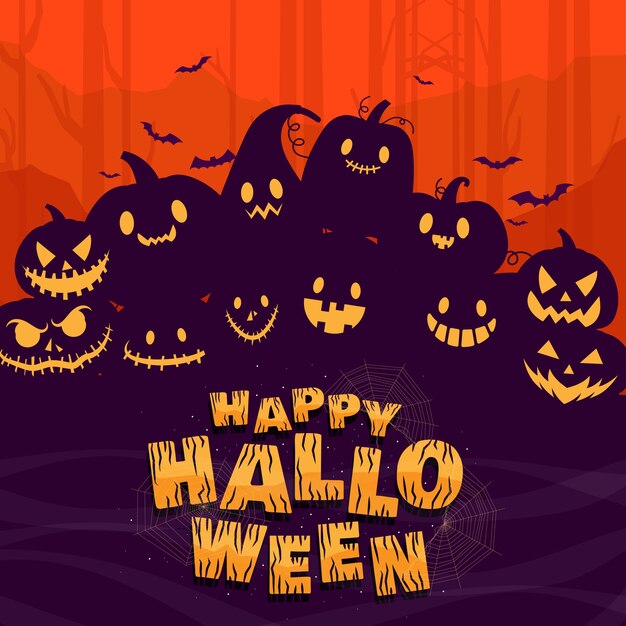 Happy Halloween or party invitation background with pumpkins