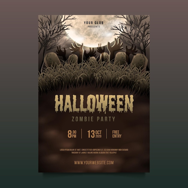 Free vector happy halloween party poster