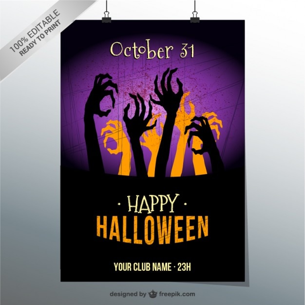 Free vector happy halloween poster template