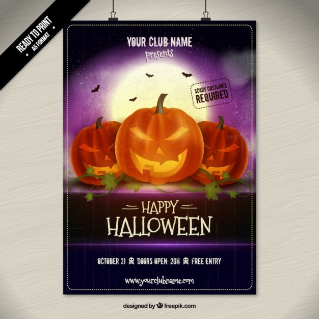 Vettore gratuito happy halloween zucche manifesto