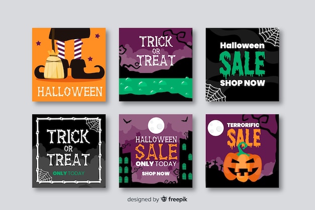Счастливые продажи хэллоуин для коллекции постов instagram