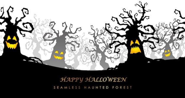 Happy halloween seamless haunted forest illustration