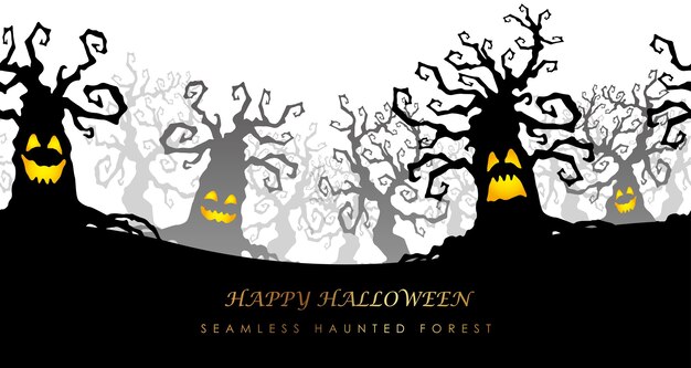 Счастливый Хэллоуин бесшовные призрачный лес Иллюстрация