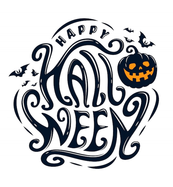 Happy halloween text banner Premium Vector