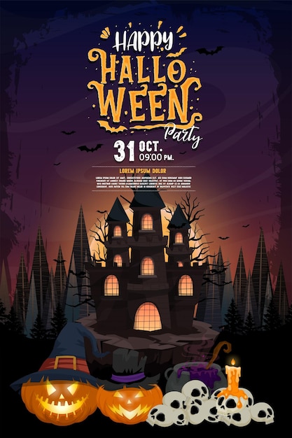 Free vector happy halloween (trick or treat) poster for invitation