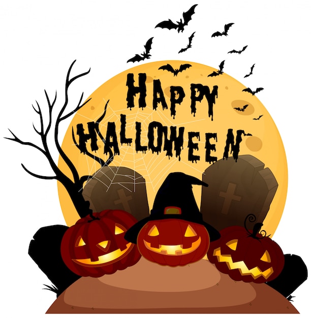 Free vector happy halloween on white background