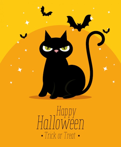 Happy halloween  with black cat