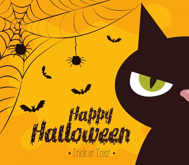 Happy halloween with black cat