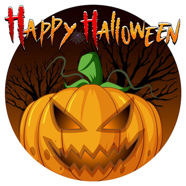 Free vector happy halloween with jack o'lantern pumpkin