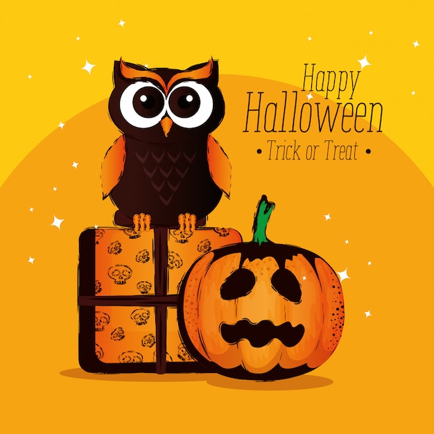 Happy halloween  with owl