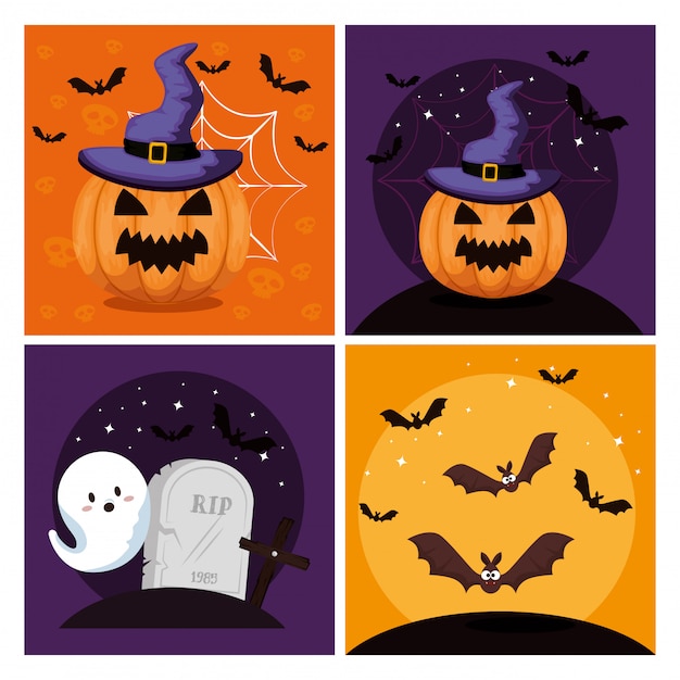 Free vector happy halloween  with  set