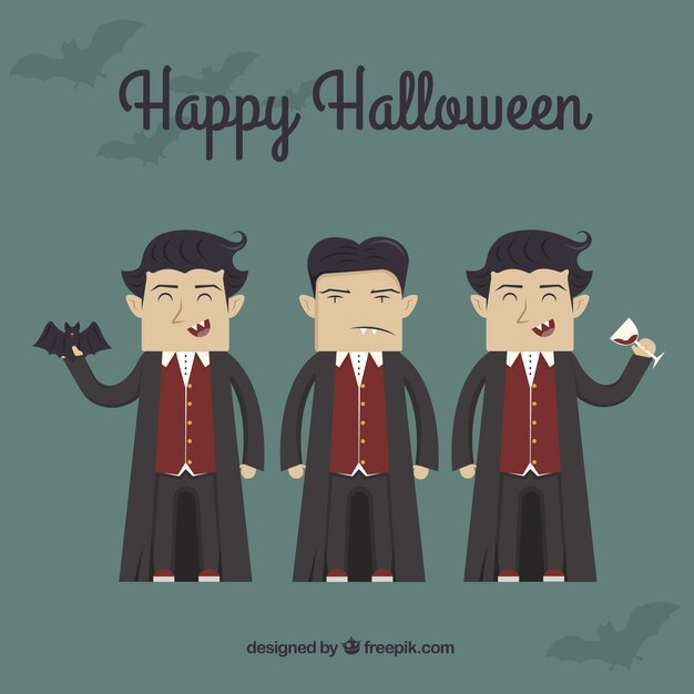 Free vector happy halloween with vampire illustration