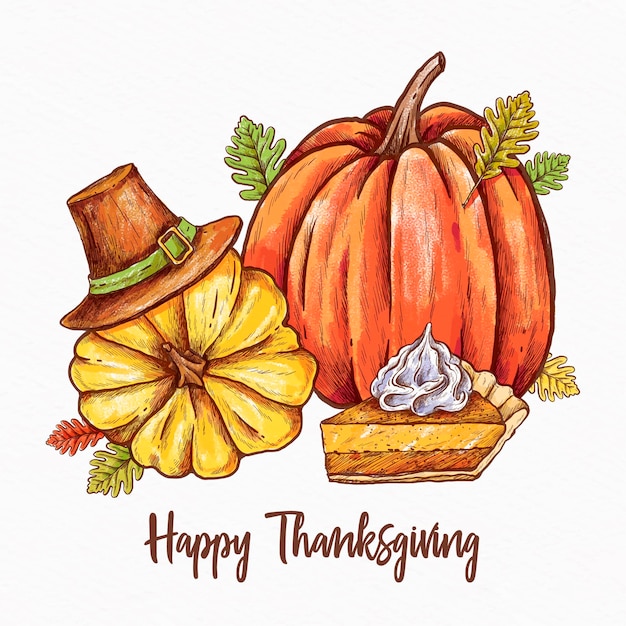 Happy hand drawn thanksgiving background