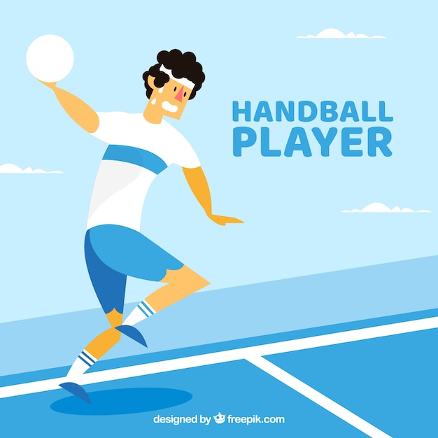 Happy handball player with flat design
