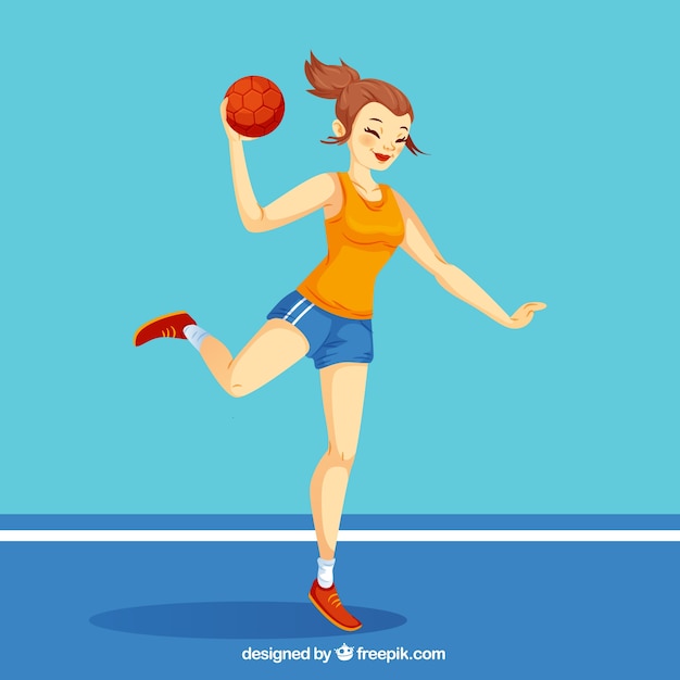 Бесплатное векторное изображение Счастливый гандболист с плоским дизайном