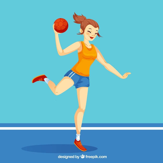 Happy handball player with flat design