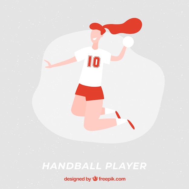 Happy handball player with flat design