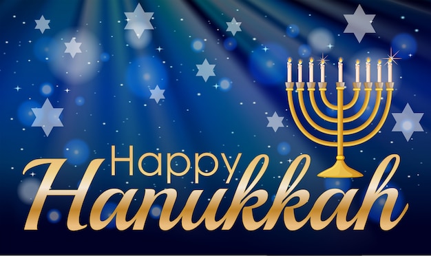 Free vector happy hannukkah with candles and stars