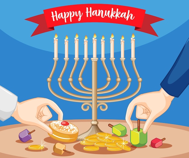 Vettore gratuito felice hanukkah banner design