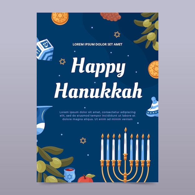 Free vector happy hanukkah poster design