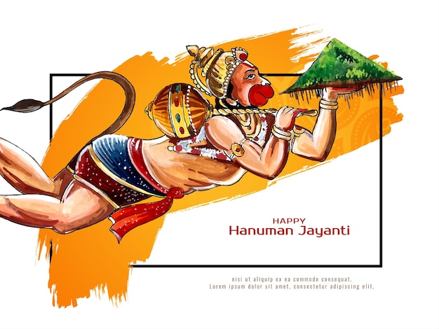 Vettore gratuito felice hanuman jayanti festival religioso indiano sfondo